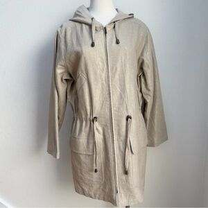 J Jill Hooded Linen Jacket Beige w/Gold Size XL 16-18